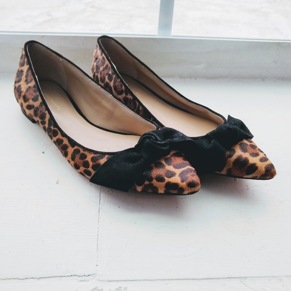 Ann Taylor Patricia Haircalf Leopard Bow Flats - Picture 4 of 8